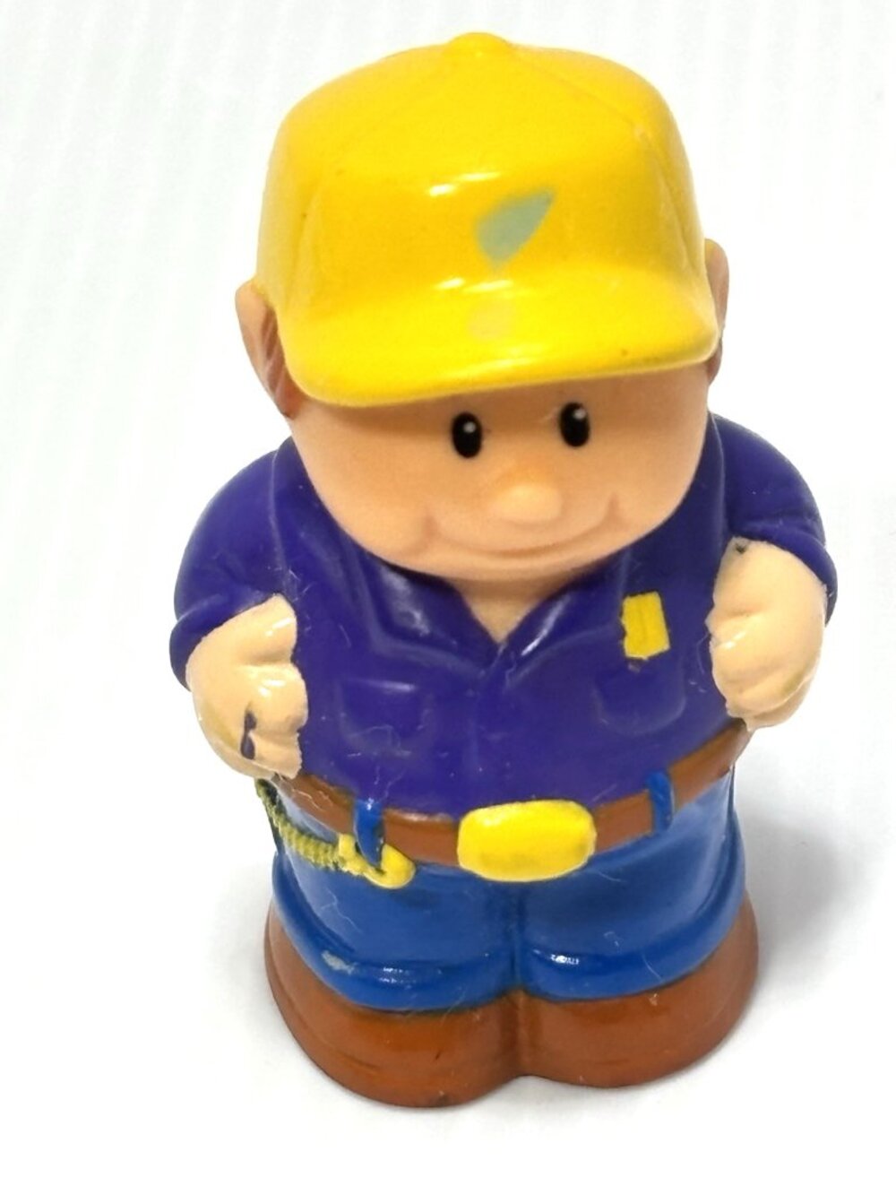 Shelcore Construction Worker Figure Yellow Hat Blue Shirt Toy Chunky VINTAGE